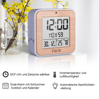 4 x Brand New Konesky Digital Alarm Clock, Large LCD Display with Temperature Hygrometer Display Bedside Alarm Clock Snooze Function and Backlight for Bedroom Desk Travel, Battery Operated - RRP €77.6