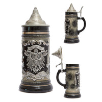 1 x RAW Customer Returns Amoy-Art Beer Mug with Lid Steinkrug Bierseidel German Pewter Coat of Arms Beer Stein Ceramic Mug 0.6 Liter - RRP €79.98