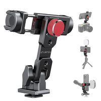 1 x RAW Customer Returns ATUMTEK Metal Cell Phone Tripod Mount, Universal Smartphone Mount Adapter Aluminum with 3 Hot Shoe, 1 4 Screw Mount, Arca, 1 Convertible Hot Shoe Adapter 360 and 145  - RRP €33.53