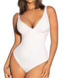 1 x RAW Customer Returns FeelinGirl Shapewear Women s Body Deep V-Neck Tummy Control Bodysuit Thong Shaping Bodysuits Fashion Shaper with Wide Shoulder Straps White M - RRP €46.99