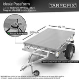 1 x RAW Customer Returns Tarpofix trailer tarpaulin 210 x 115 cm including tarpaulin rope Trailer tarpaulin flat tarpaulin made of PVC TARPUR MATERIAL Reinforced B ckmann trailer tarpaulin for 750kg car trailers Tarpaulin trailer cover gray - RRP €59.95