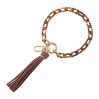 1 x Brand New WEWAYSMILE Wristlet Keychain, Bracelet Keychain, With Tassels, For Women Car Keys Bags Charm Pendant Keychain, Coconut, Length Approx. 28 cm - RRP €27.6