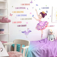 1 x RAW Customer Returns OOTSR Ballet Girl Wall Stickers Inspirational Girls Home Decor Wall Stickers Princess Wall Stickers Kids Room Bedroom Study Dance Classroom Wall Decor - RRP €10.99