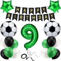 1 x RAW Customer Returns ALTcompluser Football Balloon 9th Birthday Decoration Green 9th Birthday Decoration Boys Happy Birthday Garland 9 Years Decoration Balloons for Children Boy Birthday Party Football Decoration 9th  - RRP €8.05