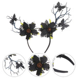 1 x RAW Customer Returns Lurrose Antler Flower Headband Butterfly Flower Garland Crown Gothic Halo Headpiece Boho Butterflies Elk Antler Headband for Halloween Christmas Party Hat Black - RRP €16.13