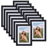 1 x RAW Customer Returns Vasemouh Black picture frames set of 15, for 10x15 pictures with passe-partout or for pictures 13x18 without passe-partout, wall and table display, MDF - RRP €29.99