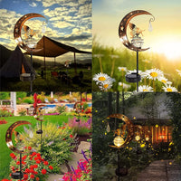 1 x RAW Customer Returns Moon solar lights garden outdoors, metal moon solar lights garden decoration, moon solar lights garden decoration, garden light waterproof path light with flower fairy - RRP €19.15