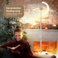 1 x RAW Customer Returns Fimei Floor Lamp with Reading Lamp, Floor Lamp on Base, Living Room, Eye Protection, 4 Color Temperatures, Infinite Dimmable, Touch Control Remote Control, for Living Room Office Bedroom White  - RRP €89.99