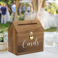 1 x RAW Customer Returns SUMNACON Vintage 25CM Wooden Card Box with Lid Love Lock Wedding Card Box for Anniversary Christmas Wedding Birthday Baby Shower Party Gift Cards Letter Box White, Brown  - RRP €34.27