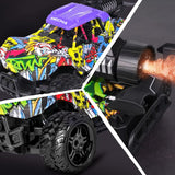 1 x RAW Customer Returns VATOS Remote Control Car - 1 16 Graffiti RC Car Monster Truck with LED Light Spray Offroad RC Vehicles Car Gift Toy for Children Boys Girls 3-7 Years - RRP €18.99