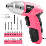 1 x RAW Customer Returns HI-SPEC Small cordless screwdriver in pink with rechargeable 3.6 V battery and LED light. 26-piece accessories - for everyone, big or small - RRP €23.18