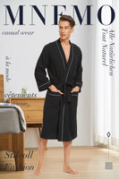 1 x RAW Customer Returns Mnemo Men s Bathrobe Waffle Light Kimono Waffle Dressing Gown Made of Organic Cotton, Black, XXL - RRP €38.99