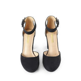 1 x RAW Customer Returns DREAM PAIRS women s closed-toe pumps, size 38, BLACK suede, Angela-E - RRP €36.16