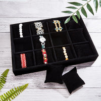 1 x RAW Customer Returns PandaHall Watch Tray 12 Slots Watch Trays Organizer Velvet Watch Show Tray Jewelry Watch Trays Watch Display Holder Adjustable Pillow for Storage of Bracelet Watches Jewelry Black  - RRP €22.2