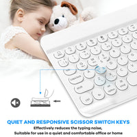 1 x RAW Customer Returns HUOBAO Wireless Bluetooth Keyboard, Multi-Device Backlit Keyboard for iPad, iPhone, Mac, Android, Windows, Rechargeable Mini Keyboard, QWERTY UK Layout, White - RRP €22.28