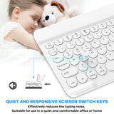 1 x RAW Customer Returns HUOBAO Wireless Bluetooth Keyboard, Multi-Device Backlit Keyboard for iPad, iPhone, Mac, Android, Windows, Rechargeable Mini Keyboard, QWERTY UK Layout, White - RRP €22.28