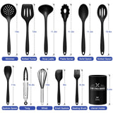 1 x RAW Customer Returns Kitchen Utensil Set, 12 Piece Black Silicone Cooking Utensils Cooking Cutlery Set with Utensil Holder, Non-Stick Heat Resistant Cookware Kitchen Utensil Set, Healthy Dishwasher Safe - RRP €17.99