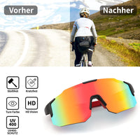 1 x RAW Customer Returns FEISEDY Sports Sunglasses Men Women Cycling Glasses Mirrored Sports Glasses for MTB Road Bike Cycling Biking Running Enduro with UV400 Protection B2388 - RRP €23.28