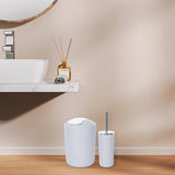 1 x RAW Customer Returns FEILANDUO Bathroom Accessories Set Complete, 8 Piece Bathroom Accessories Set with Trash can, Soap dispenser, Soap dish, Toothbrush holder, Toothbrush cup, Toilet brush and Qtip holder, Vanity table - RRP €29.5