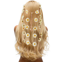 1 x RAW Customer Returns CRASPIRE Flower Hippie Headband Sunflower Headbands Flower Crown Boho Behemain Beige Daisy Hippie Headpiece With Adjustable Beads Hairbands Tassel Hair Accessories - RRP €9.89