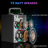 1 x RAW Customer Returns SUPNIU Bluetooth Speakers, Wireless Portable Bluetooth Speaker with Lights, Outdoor Party Speaker with HD Stereo Sound and Rich Bass Speakers, Support FM Radio Remote Control for Home, Camping, Travel - RRP €40.32