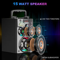 1 x RAW Customer Returns Bluetooth Bass Speaker, Portable Wireless Stereo Speaker, TF SD Card, AUX-IN, USB Input, Suitable for Indoor Outdoor Parties Camping. - RRP €62.21