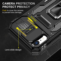 1 x RAW Customer Returns BXKM iPhone XR Case with 1 Tempered Glass, Shockproof Military Grade Protection Camera Protection Case with Ring Holder Metal Rotating Cover for iPhone XR 6.1 inch Black  - RRP €21.6