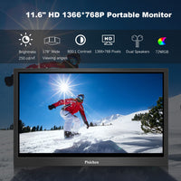 1 x RAW Customer Returns Pisichen Portable Monitor Touchscreen, 11.6 Inch HD 1366x768 Portable IPS Screen, 60hz, VESA, Built-in Speakers, HDMI USB Type C, for Laptop PC MAC Phone - RRP €98.81