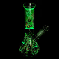 2 x Brand New REANICE Glass Bongs Mini Bong Water Pipe Beaker Tobacco Pipe Fluorescence Pipe 14.5mm Bowl - RRP €34.28