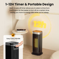 1 x RAW Customer Returns Ceramic Fan Heater 90 Oscillation Electric Heater Quiet with Thermostat for Home Bedroom HL-2000R6 - RRP €40.33