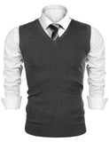 1 x RAW Customer Returns iClosam Men s Sweater Vest Winter V-Neck Vest Cotton Casual Sleeveless Pullover Knitted Sweater Sweatshirt Men A-Dark Grey,M - RRP €21.73