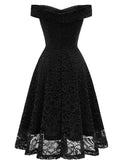 1 x Brand New Homrain Women s Dresses Elegant Off Shoulder Pleated Dresses High Low Lace Wedding Dresses Banquet Evening Formal Dress Black L - RRP €46.99