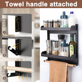 1 x RAW Customer Returns Toski Magnetic Refrigerator Shelf, Magnetic Hanging Shelf with 2 Tiers and Paper Towel Holder, Magnetic Spice Rack, for Kitchen Organizer Storage, Black - RRP €20.87