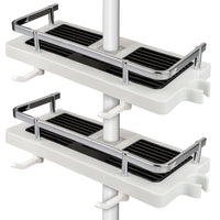 1 x RAW Customer Returns BELLE VOUS 2x shelves for the shower - soap holder without drilling - shower rod storage rack set - shower shelf for shower rod - shower storage rack - white - RRP €19.86