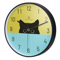 1 x RAW Customer Returns Lafocuse Silent Wall Clock Cat Black, Modern Wall Clock Colorful, Wall Clock Without Ticking Silent Kitchen Clocks Living Room Children s Room 30 cm - RRP €20.71