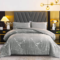 1 x RAW Customer Returns Tospass bed linen 135 x 200 cm marble look gray light gray modern bed linen set soft fluffy duvet cover microfibre reversible bed linen 1 duvet cover with zip 1 pillowcase 80 x 80 cm - RRP €30.23