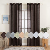 1 x RAW Customer Returns MIULEE Set of 2 Voile Curtains Sheer Linen Curtain with Eyelets Transparent Linen Look Curtain Eyelet Curtain Living Room Window Curtain Translucent Decorative Curtain Bedroom 140 x 245 cm W x H Coffee - RRP €31.75