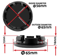 1 x RAW Customer Returns SkinoEu Compatible for hub cap VW 65mm wheel hub cover for aluminum rims rim cover hub cap hubcaps No Fear Black CV 7 - RRP €16.99