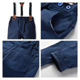 1 x RAW Customer Returns Volunboy Newborn Gentleman Outfits and Coordinates, Bow Shirt and Suspenders Trousers 4 Pieces Blue 4-5 years Size 120  - RRP €31.04