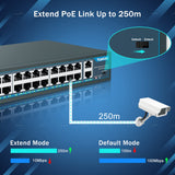 1 x RAW Customer Returns YuanLey 26 Port PoE Switch, 24 PoE Port 100Mbps, 2 Uplink Gigabit, 802.3af at 400W, Unmanaged Plug and Play for Rackmount - RRP €130.97