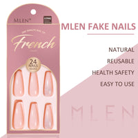 9 x Brand New Mlen 24 Pieces False Nails Press on Tips Full Cover Fake Nails Long Ballerina Artificial Nails Comfortable for Women and Girls Party and Home DIY Pink - RRP €162.0