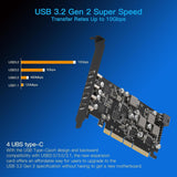 1 x RAW Customer Returns PCIe USB 3.2 Gen 2 Card Power Delivery , 4 Type-C Ports 2 45W 2 30W 10 Gbps PCI Express USB Card with Fast Charging for PC Desktop Support Windows 10 8 7 XP and Above - RRP €56.99