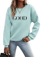 1 x RAW Customer Returns Minetom Pullover Women s Sweatshirt Letters Print Long Sleeve Round Neck Sweater Autumn Winter Women Letters Print Loose Casual Top Sport Streetwear Sweatshirts without Hood Blouse Tops A Light Green M - RRP €26.21