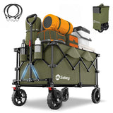 1 x RAW Customer Returns Sekey XXL Plus Folding Cart with Wheel Brakes 200L 150KG, Transport Cart for Beach Camping Garden, Patented Folding in Four Directions SE4010, Olive Green - RRP €117.54