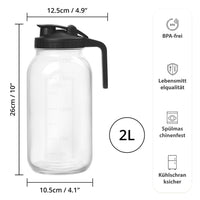 1 x RAW Customer Returns Winter Shore 2L Glass Pitcher with Pour Lid - 2L Spill-Proof Glass Pitcher for Water, Juice, Tea, Milk - Wide Mouth with Handle for Food - Sturdy Drink Container - RRP €19.99