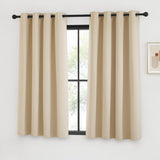 1 x RAW Customer Returns KGORGE eyelet curtain set of 2 blackout curtains short curtains living room modern thermal curtain heat protection curtain beige opaque, 135 x 140 cm HxW , Biscotti Beige - RRP €29.99