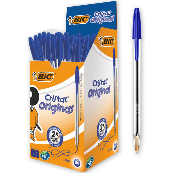 1 x RAW Customer Returns BIC Cristal Pens, Original, Optimal for school supplies, Blue, Medium Point 1.0mm , Office and Stationery Supplies, Box of 50 Pens - RRP €14.0