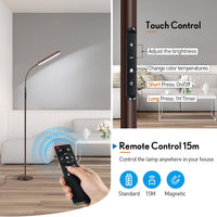 1 x RAW Customer Returns OUTON floor lamp LED dimmable 15W 1500LM, reading lamp with 4 color temperatures, remote control and touch control, 1H timer, reading task lighting for living room bedroom office, bronze - RRP €54.99