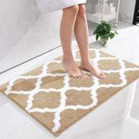 1 x RAW Customer Returns Homaxy non-slip bath mat bathroom carpet washable deep pile bath carpet fluffy microfiber bath rug - 60 x 90 cm, beige - RRP €30.24