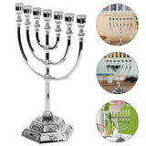 1 x RAW Customer Returns FOMIYES Hanukkah Menorah 7 Hanukkah Candle Minorah Israel Menorah Jewish Table Decoration Candle Holder For Parties Weddings Table Decoration Silver - RRP €19.85